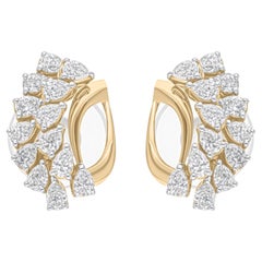 Orecchini di diamanti con taglio a pera e brillante da 1,07 carati SI/H Oro giallo bianco 18 carati