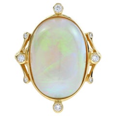 9.20 Ct. Ethiopian Opal and Diamond Cocktail Ring in 18K Yellow Gold 9.20 Ct. Ethiopian Opal and Diamond Cocktail Ring in 18K Yellow Gold