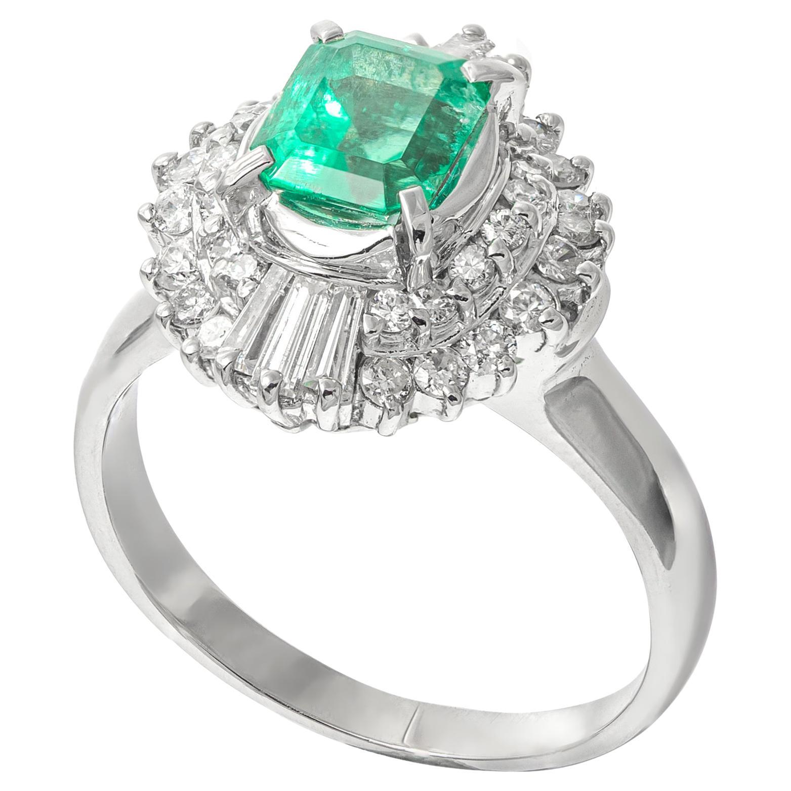 2.50ct Natural Emerald and Diamond Ring at 1stDibs