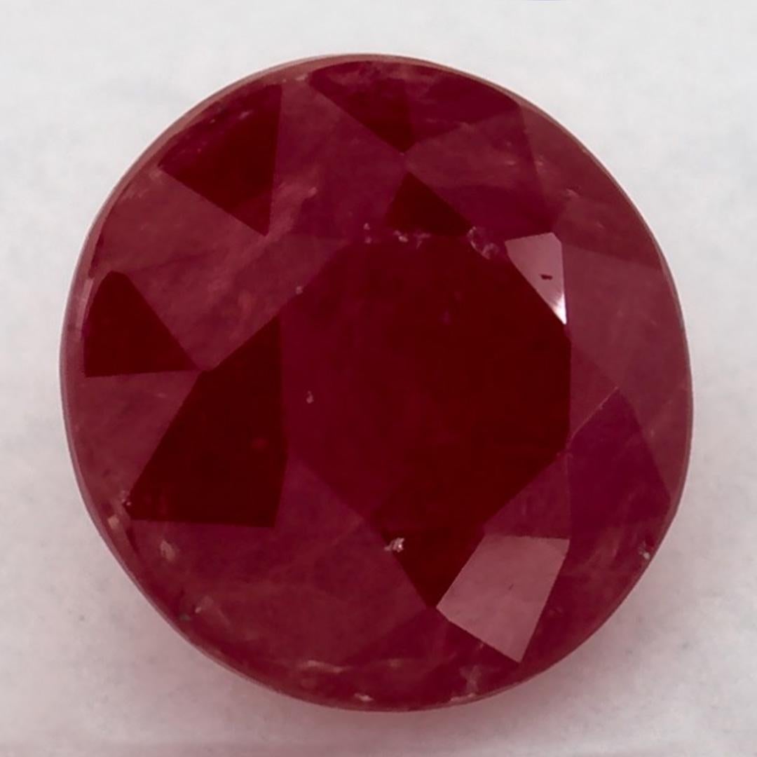 Taille ronde 1.07 Ct Ruby Round Loose Gemstone (pierre précieuse en vrac)