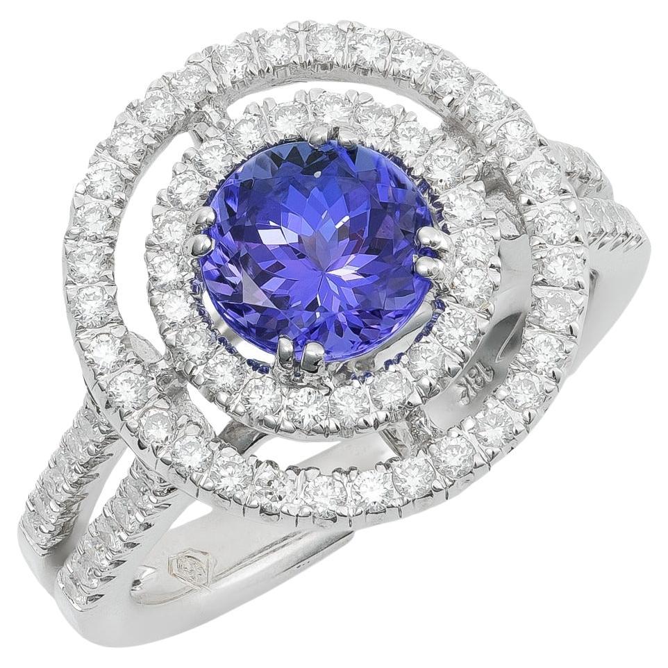 1.07 cts Natural Tanzanite 
0.67 cts Diamonds 18K White Gold Ring