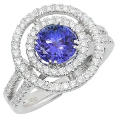 1.07 cts Natural Tanzanite 
0.67 cts Diamonds 18K White Gold Ring