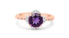 1.07 Ctw Amethyst Ring 925 Sterling Silver 18K Rose Gold Plated Wedding Ring