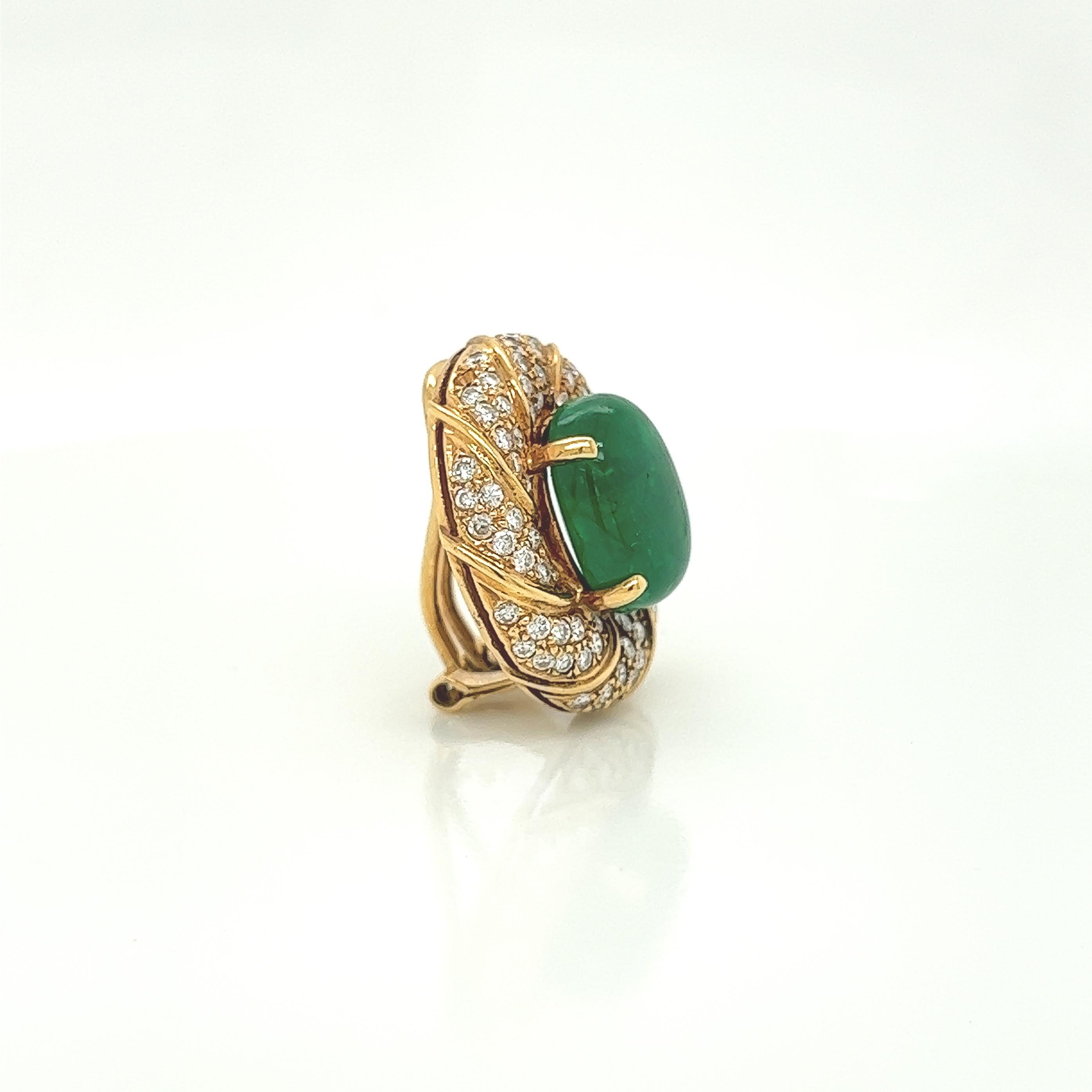 Emerald Cut 10.7 Total Carat 18K Yellow Gold Diamond & Colombian Emerald Earrings For Sale