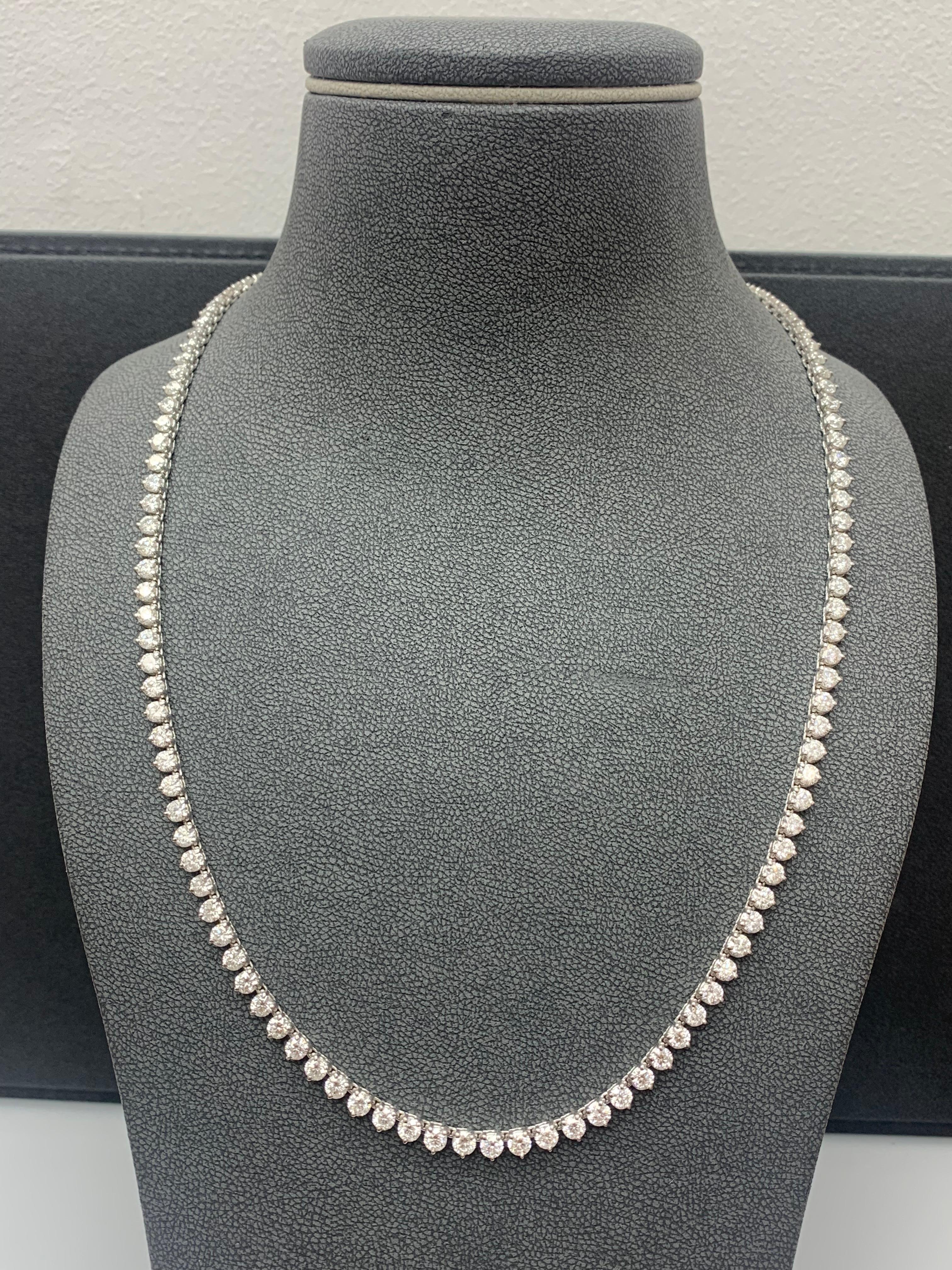 Collar de tenis con diamantes de 10,70 quilates en oro blanco de 14 quilates en venta 4