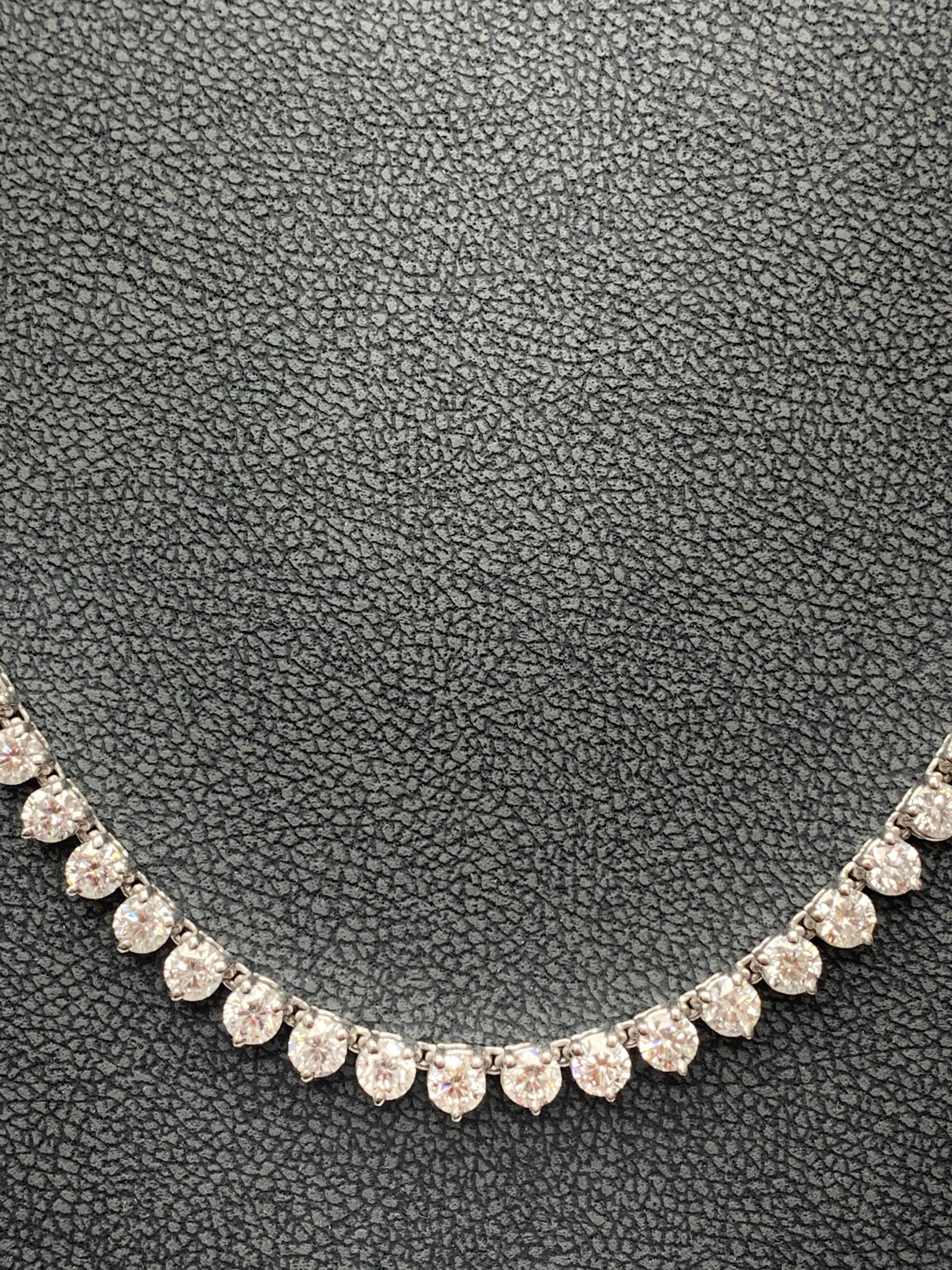 Collar de tenis con diamantes de 10,70 quilates en oro blanco de 14 quilates Corte brillante en venta