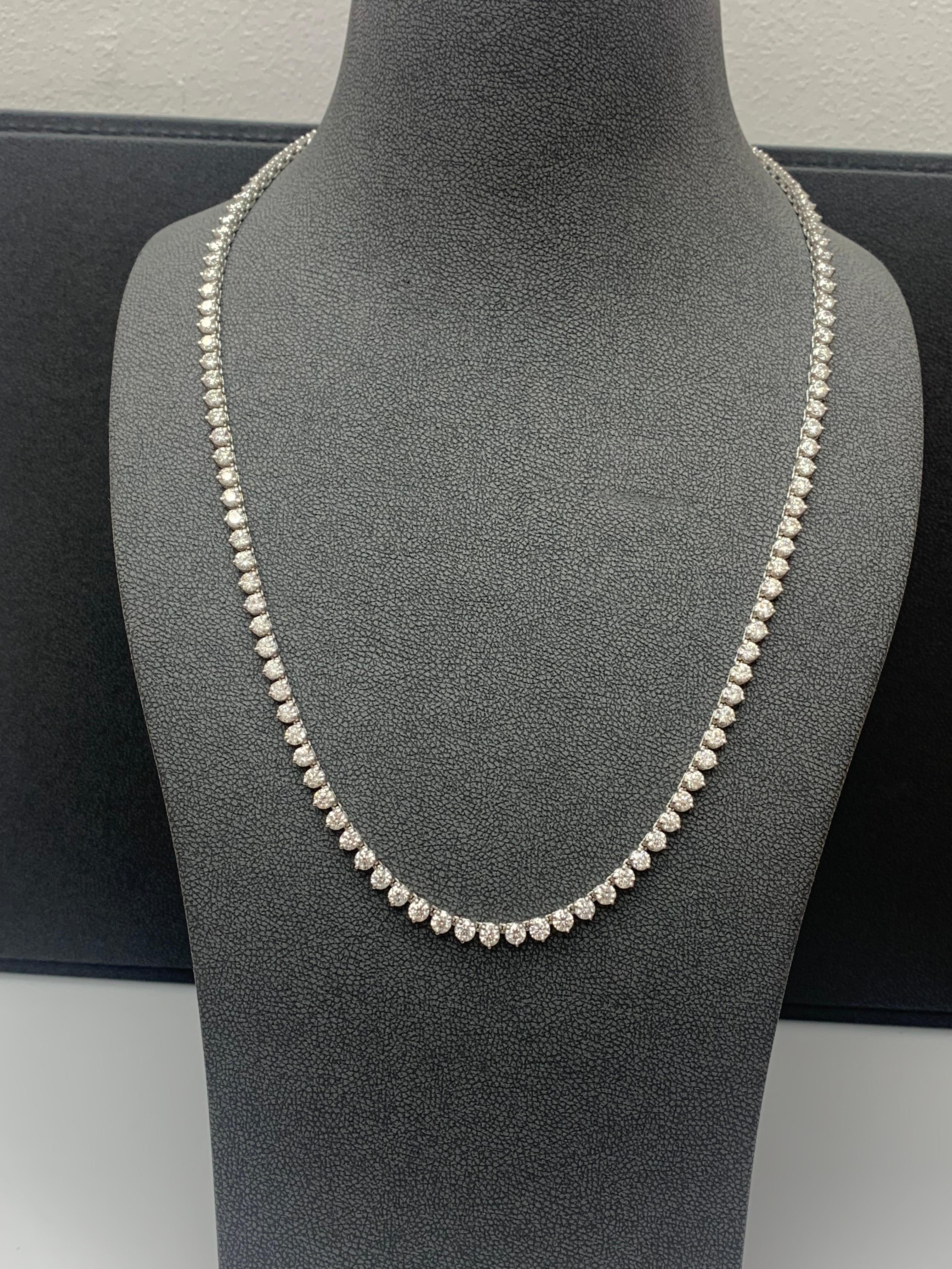 Collar de tenis con diamantes de 10,70 quilates en oro blanco de 14 quilates en venta 1