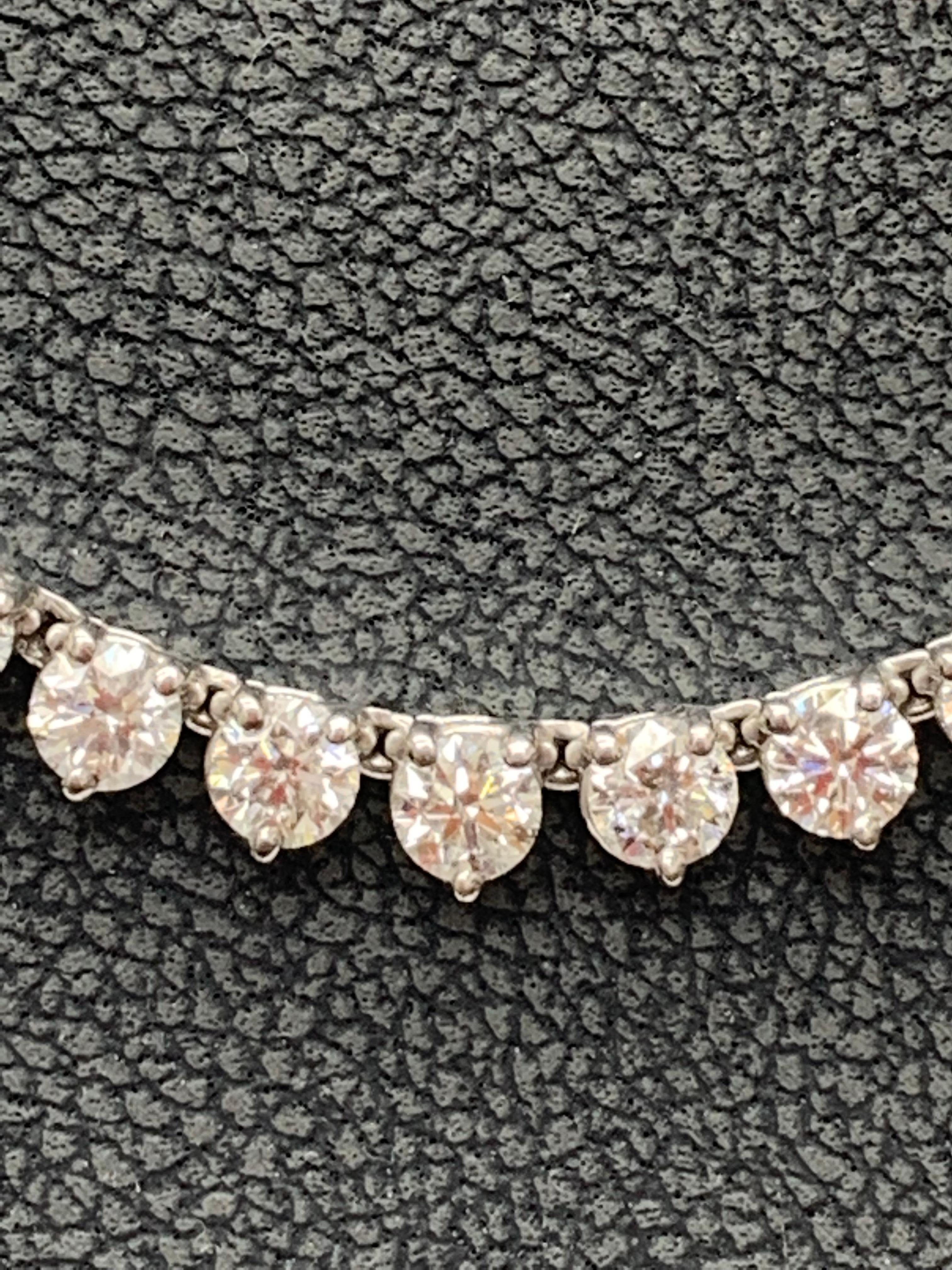 Collar de tenis con diamantes de 10,70 quilates en oro blanco de 14 quilates en venta 2