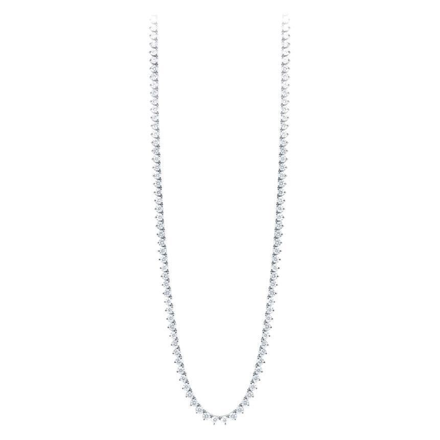 Collar de tenis con diamantes de 10,70 quilates en oro blanco de 14 quilates