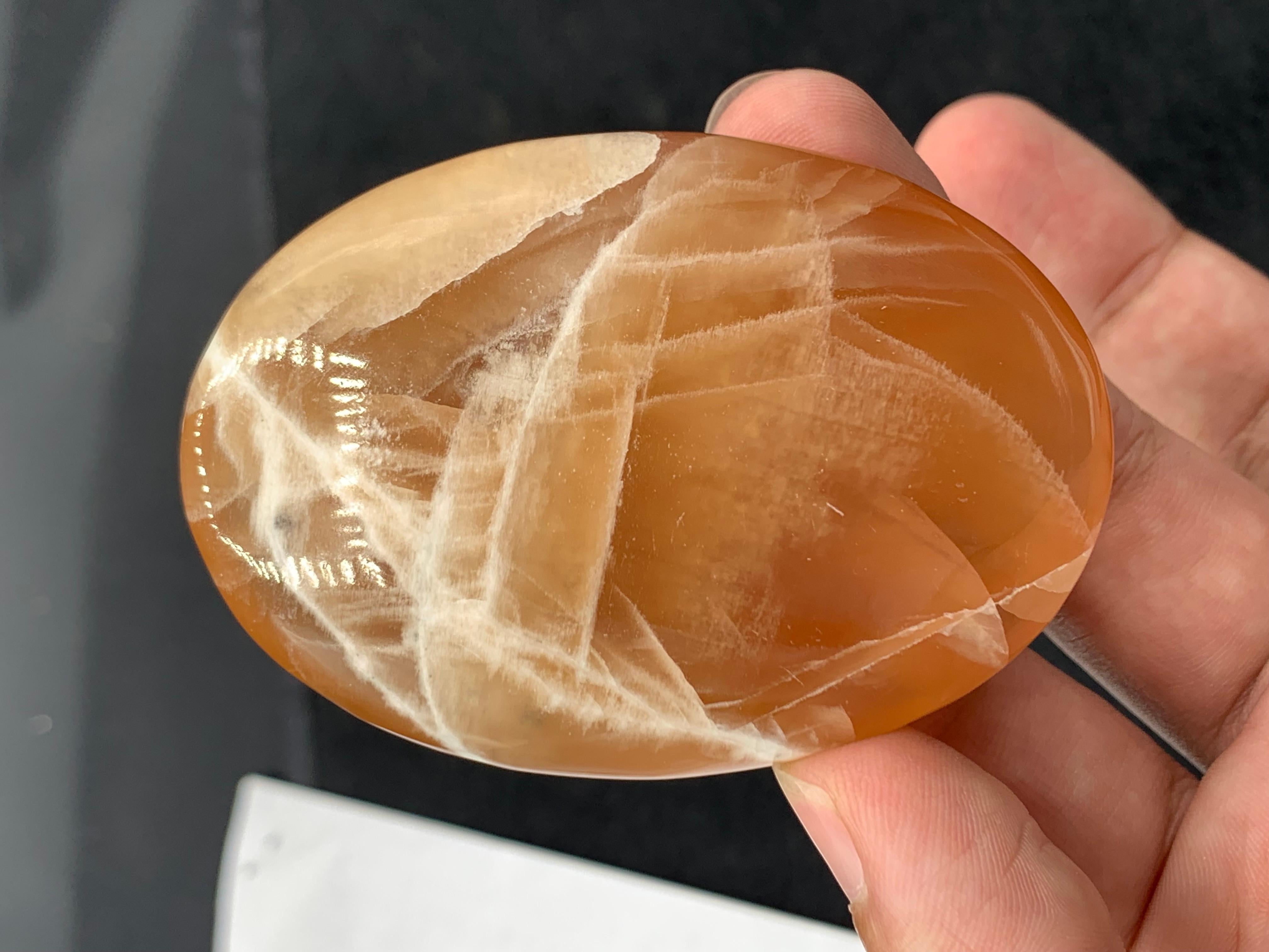 Adam Style 107.04 Gram Best Quality Oval Honey Calcite Crystal From Pakistan For Sale