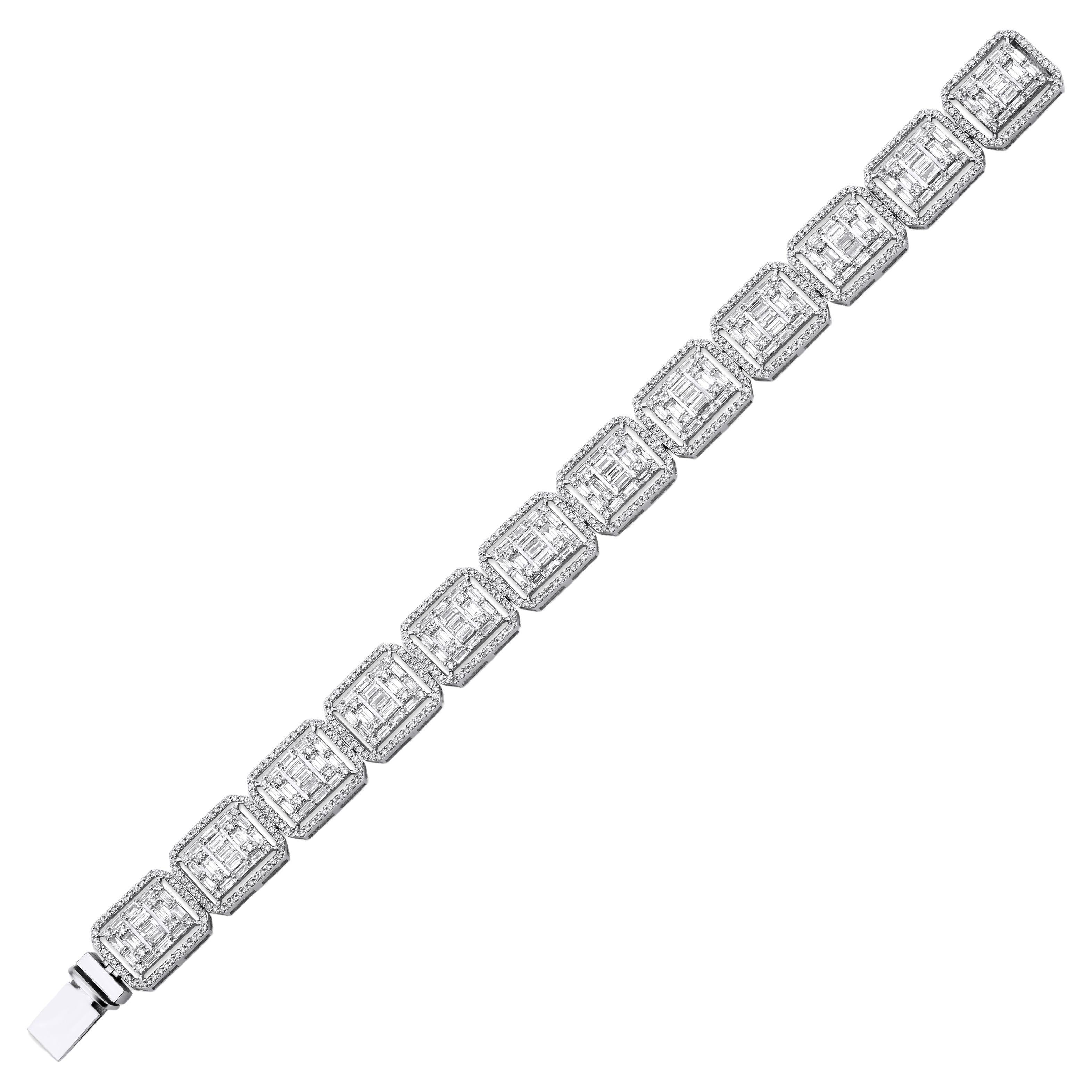 10.70ct Baguette Diamond Tennis Bracelet For Sale
