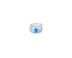 10.70ct Moonstone .65ct Diamond 18kt White Gold Ring