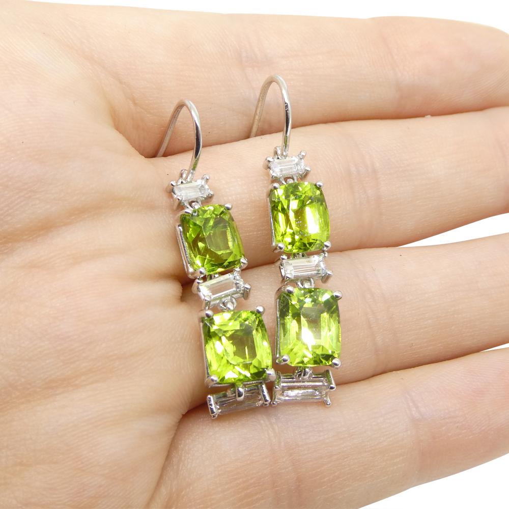 10.70ct Peridot, 1.80ct White Sapphire Earrings in 14k White Gold For Sale 4
