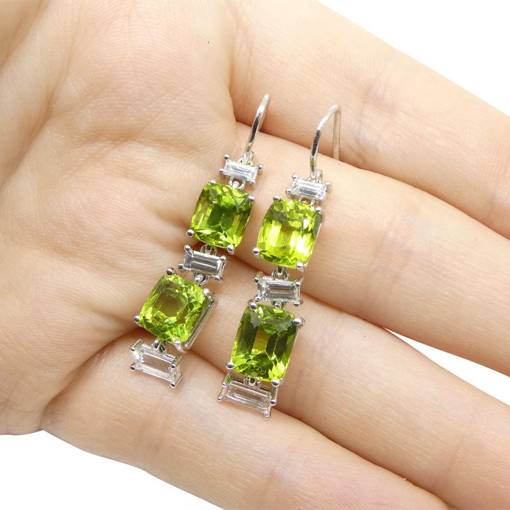 10.70ct Peridot, 1.80ct White Sapphire Earrings in 14k White Gold For Sale 5