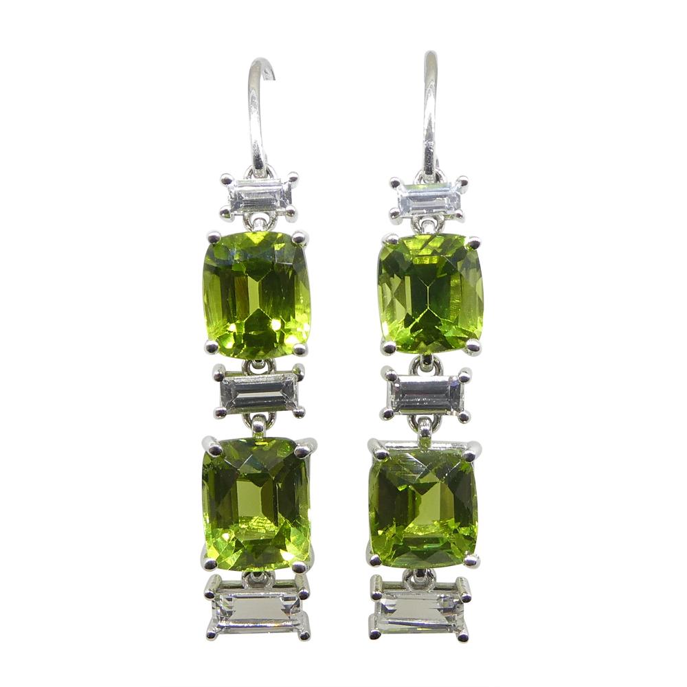 10.70ct Peridot, 1.80ct White Sapphire Earrings in 14k White Gold For Sale 6