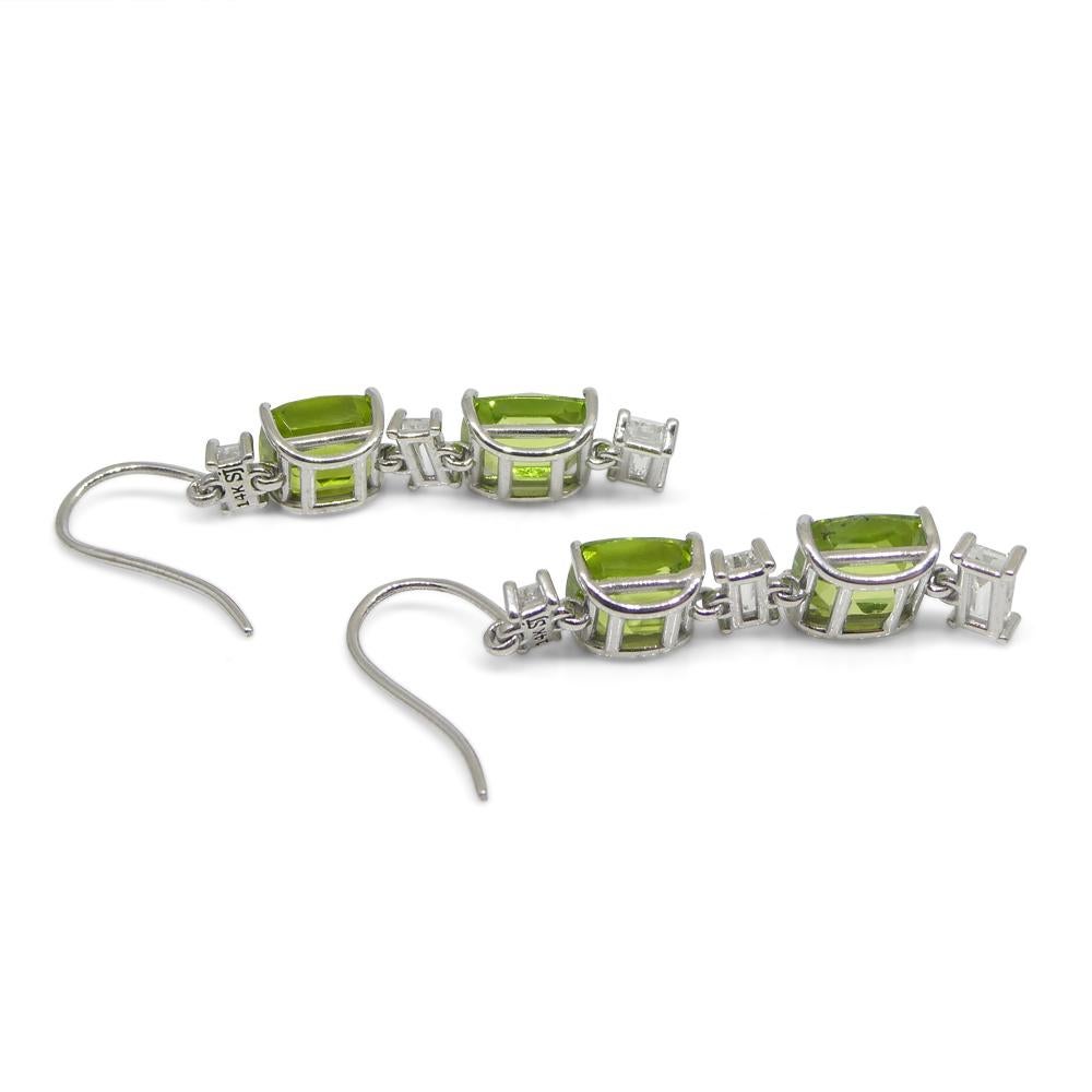10.70ct Peridot, 1.80ct White Sapphire Earrings in 14k White Gold For Sale 7
