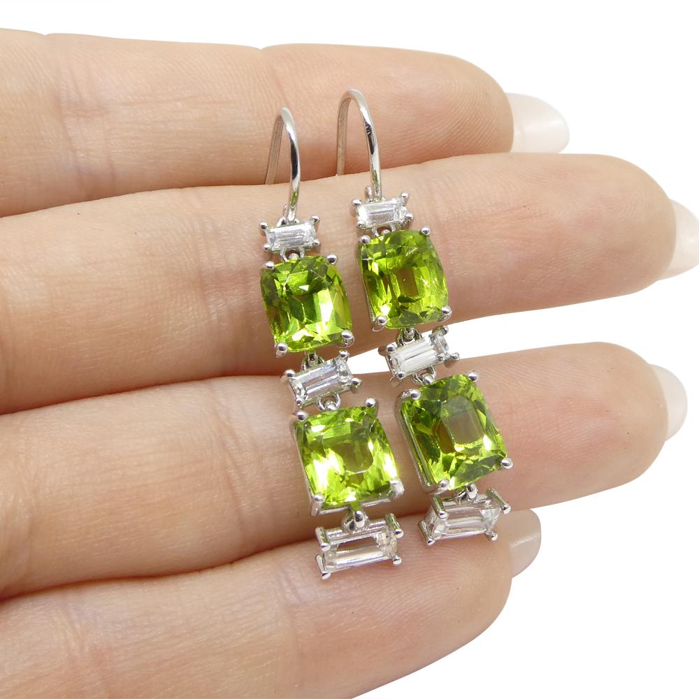Contemporary 10.70ct Peridot, 1.80ct White Sapphire Earrings in 14k White Gold For Sale