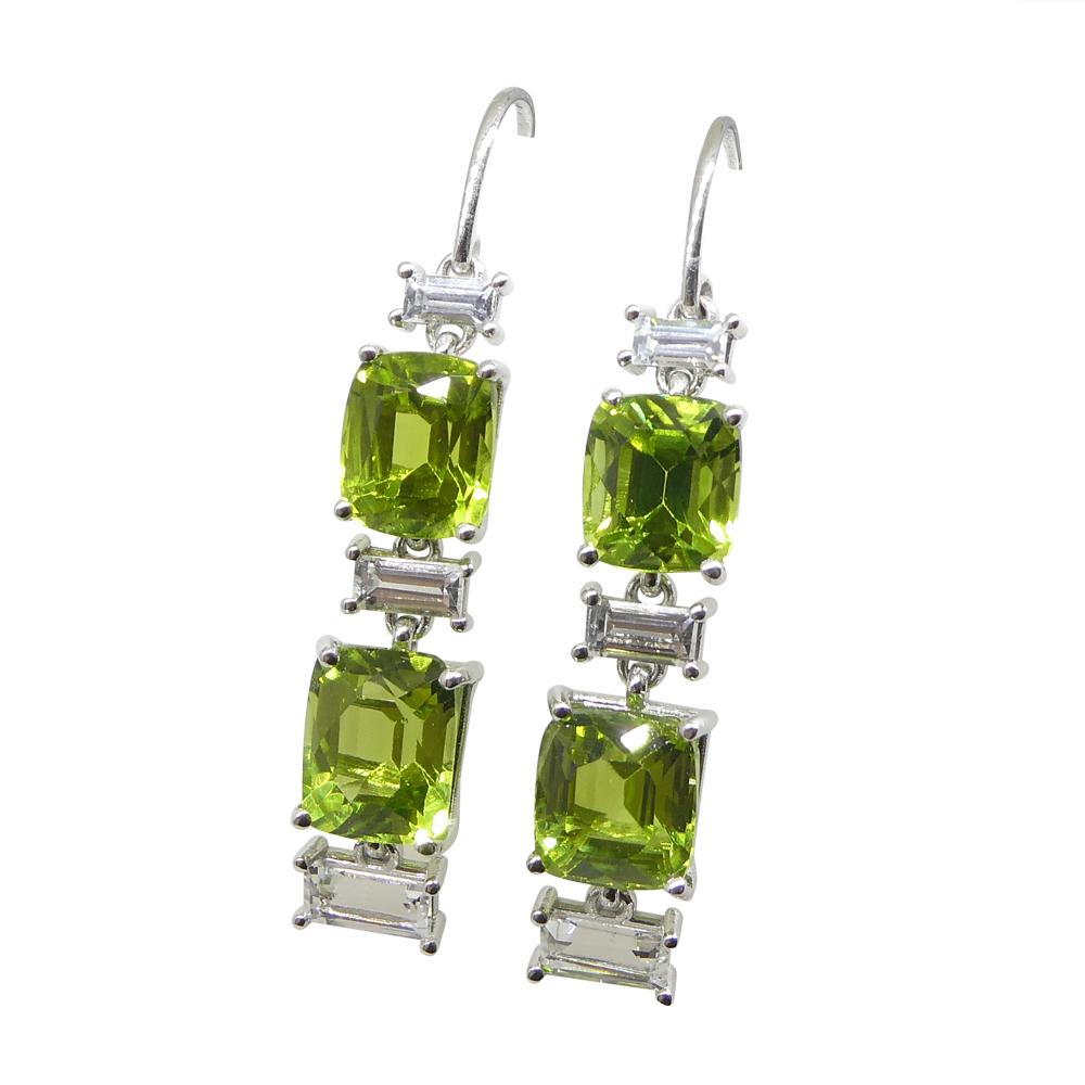 10.70ct Peridot, 1.80ct White Sapphire Earrings in 14k White Gold For Sale 1