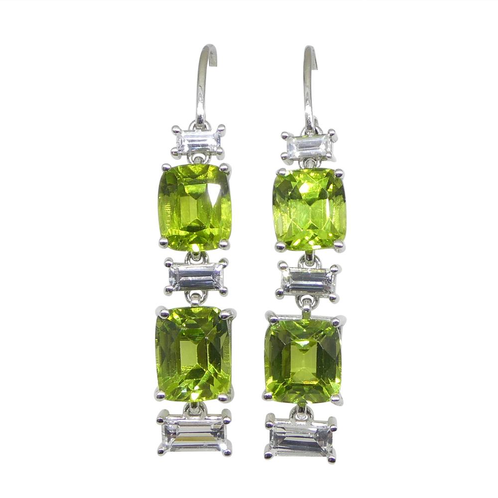 10.70ct Peridot, 1.80ct White Sapphire Earrings in 14k White Gold For Sale 2