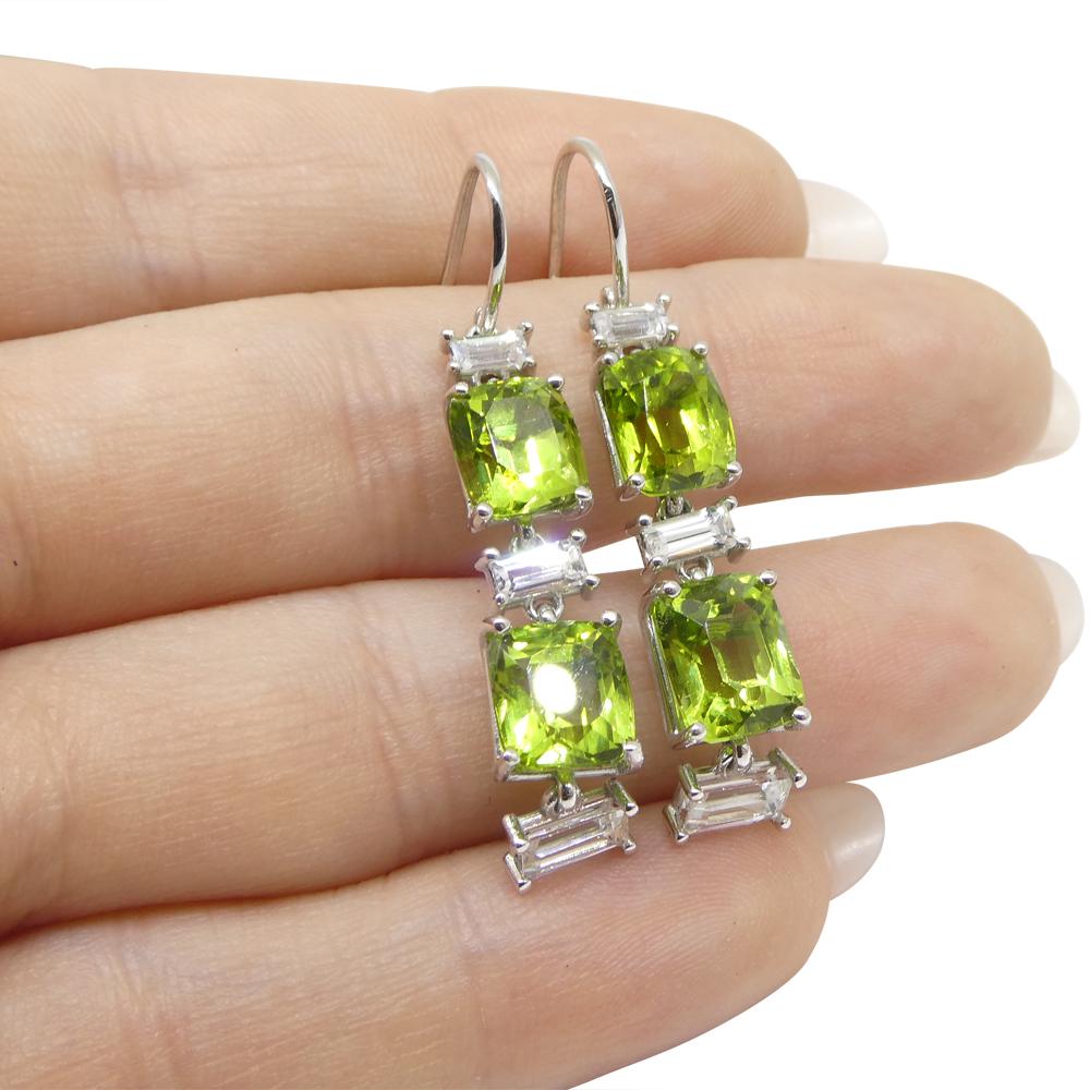 10.70ct Peridot, 1.80ct White Sapphire Earrings in 14k White Gold For Sale 3