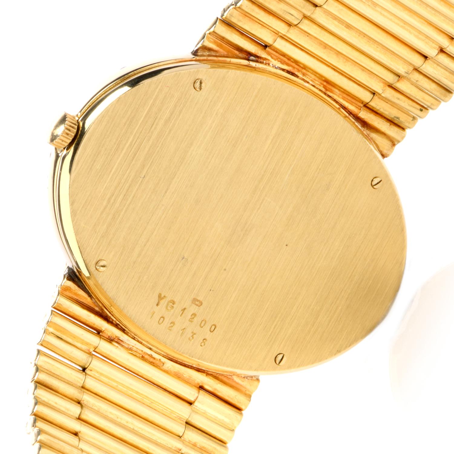 Modern 1970s Bueche Girod Diamond 18 Karat Gold Ref YG1200 Mechanical Watch