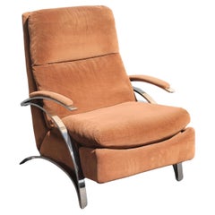 1070's Used Plush Brown with Chrome Recliner/ Barcalounger Chair