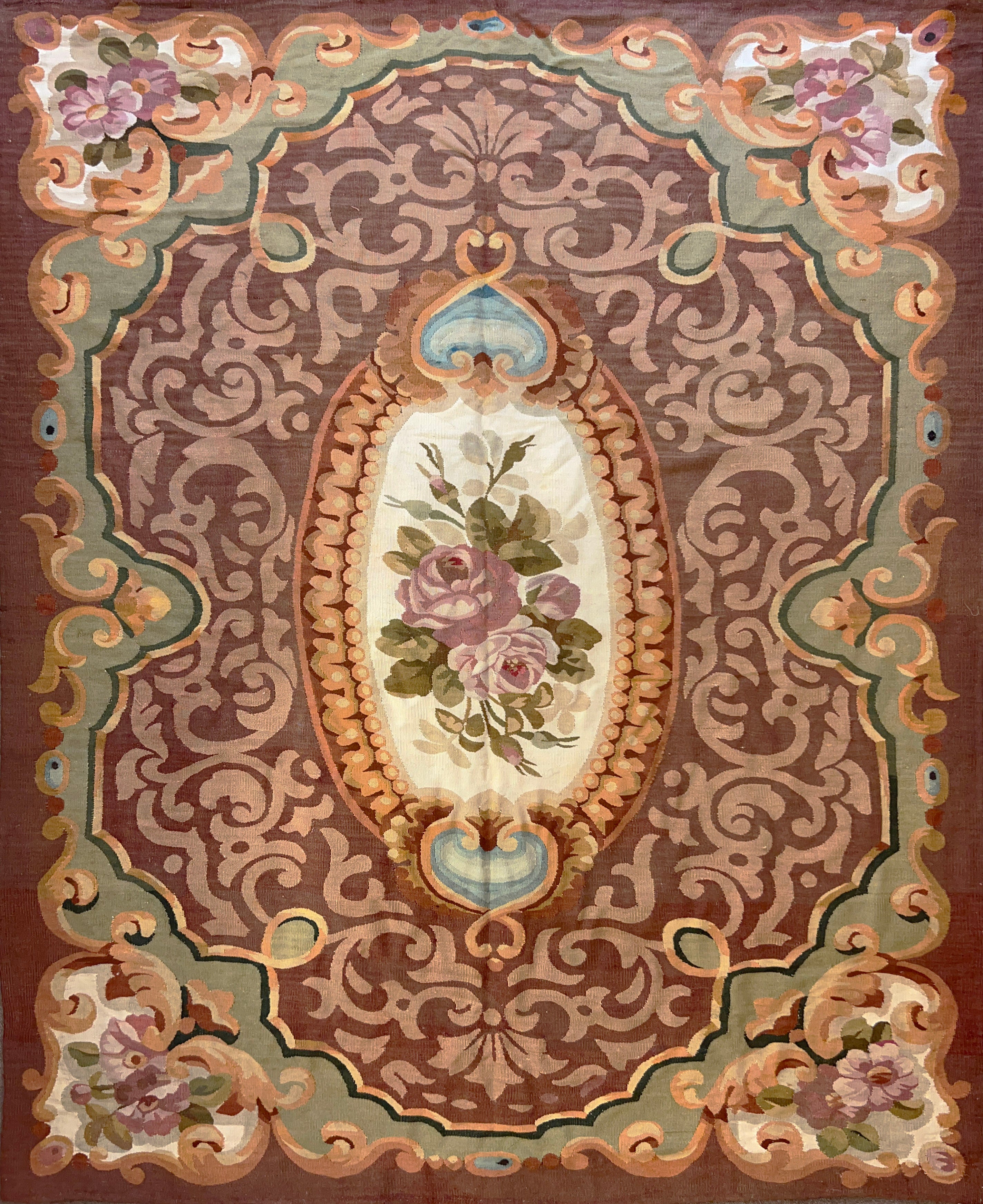 1071 -  Tappeto Aubusson francese, Napoleone III, XIX secolo