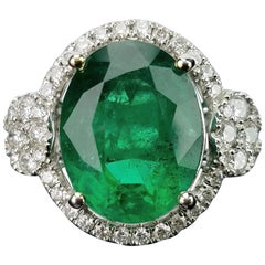10.72 Carat Emerald and Diamond 18 Karat Gold Cocktail Ring