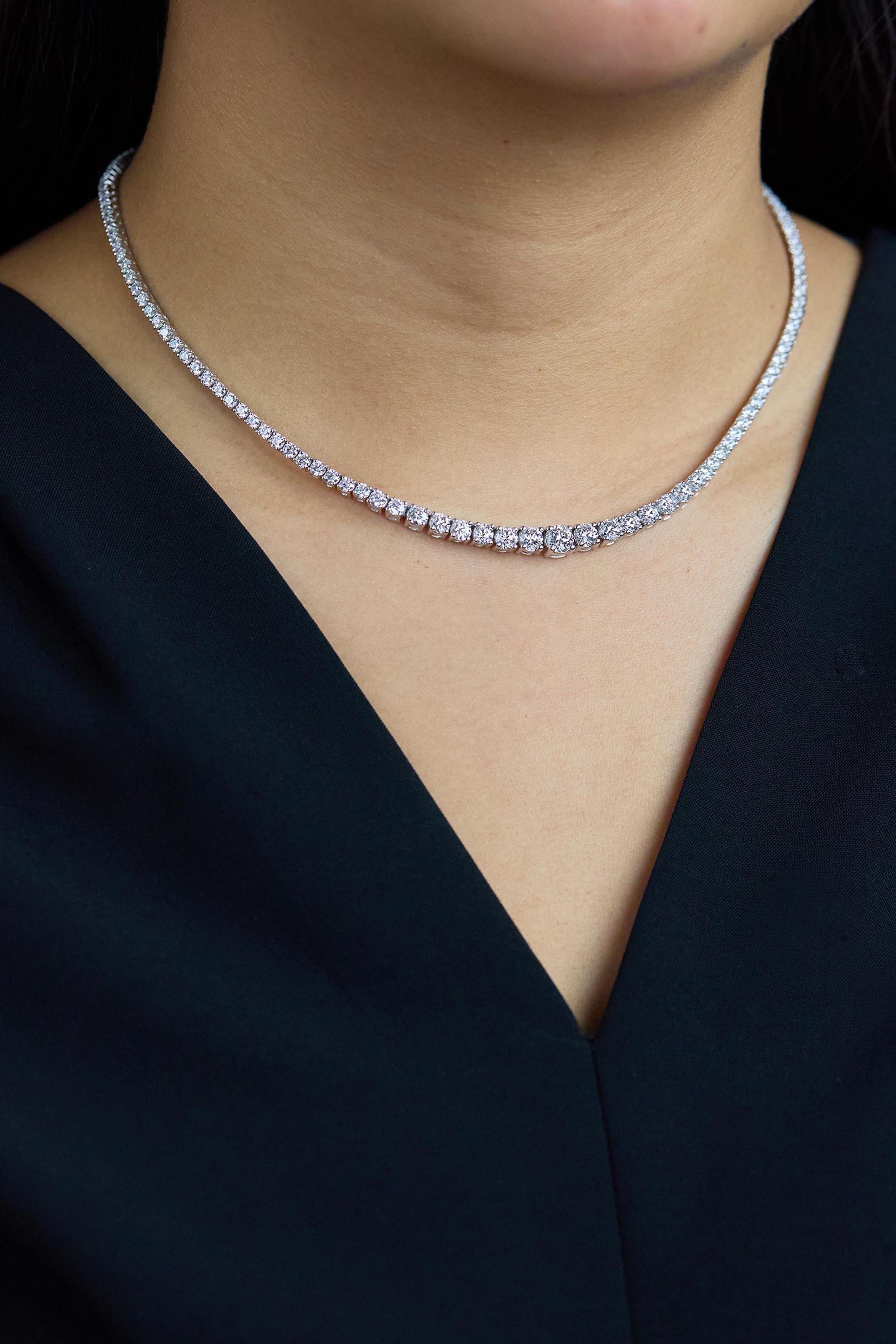 Collier Riviera 10,72 carats de diamants ronds taillés en brillant Neuf - En vente à New York, NY