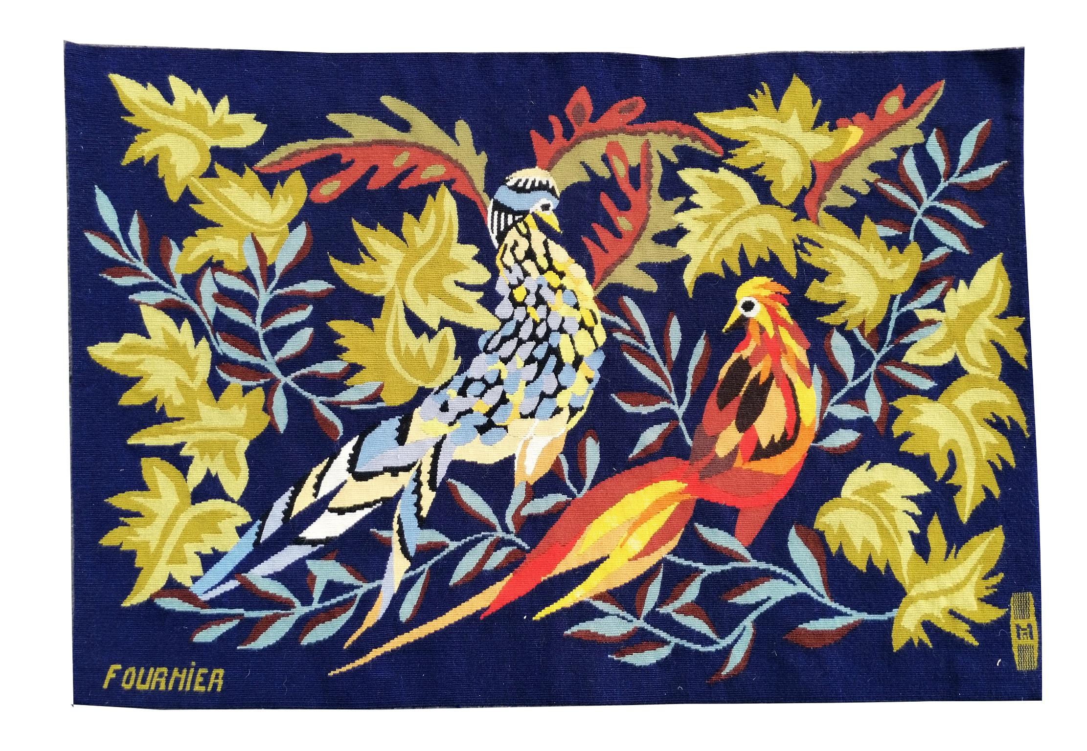 1072 -  Modern Tapestry Around 1980 'the Rooster', Handmade For Sale 4