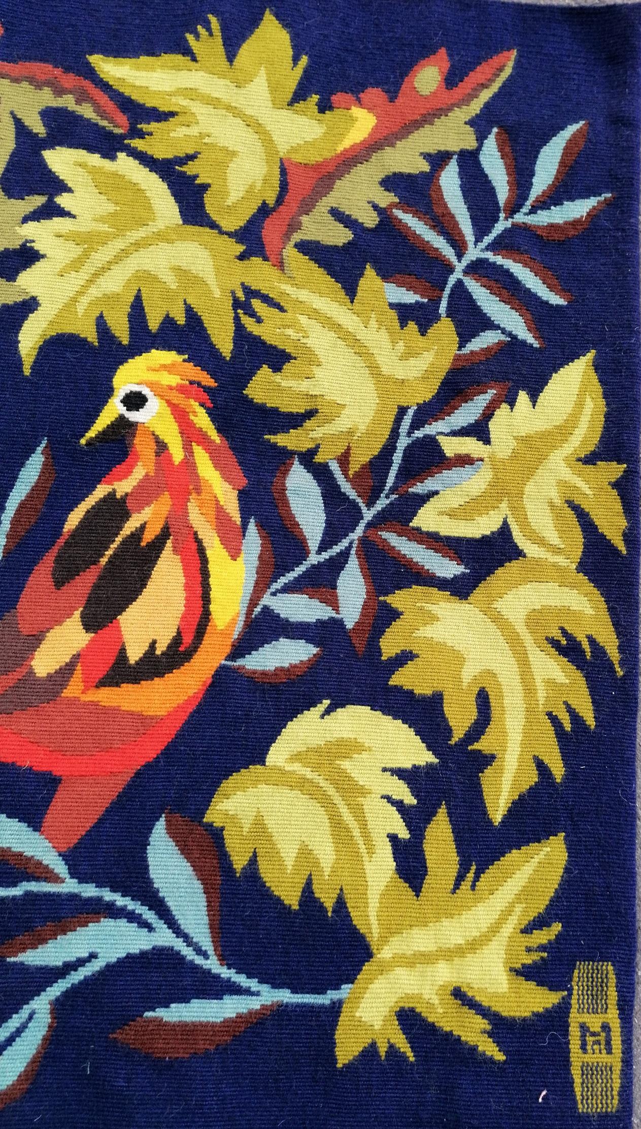 Hand-Woven 1072 -  Modern Tapestry Around 1980 'the Rooster', Handmade For Sale