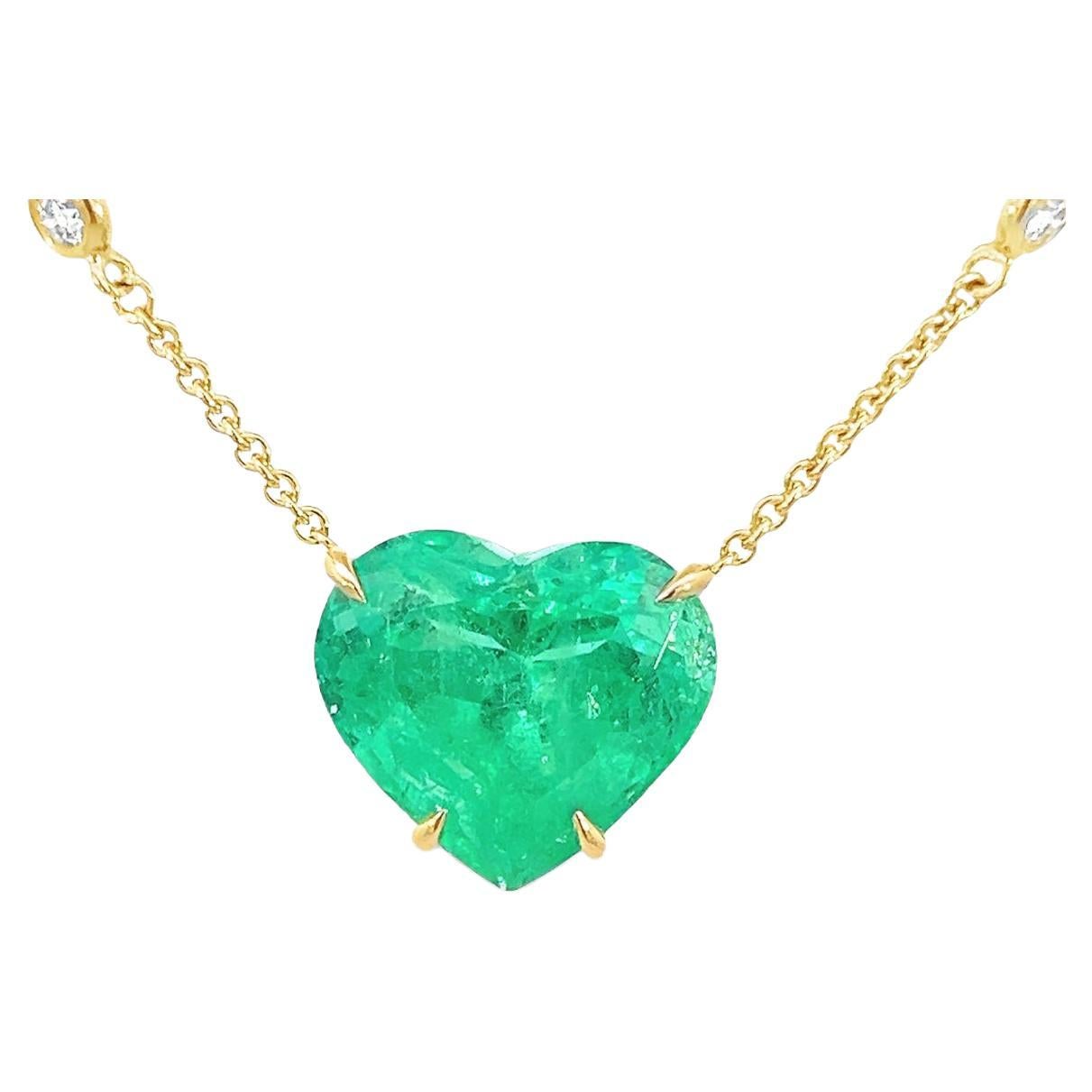 10.72CT Colombian Emerald GIA Certified, 18k yellow gold, Necklace