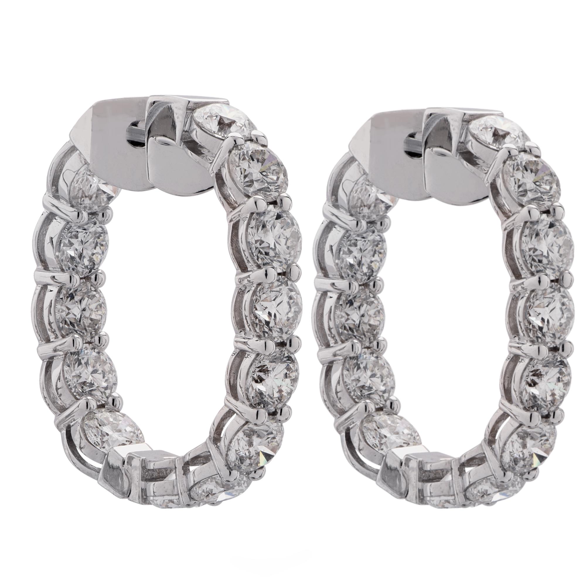 Modern Vivid Diamonds 10.73 Carat Diamond Hoop Earrings
