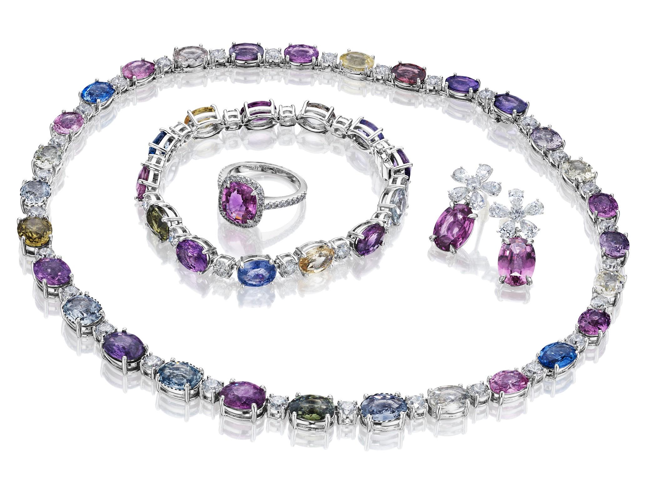 Women's or Men's 10.73ct Oval Cut Pink Sapphire & Diamond Flower Earrings in 18KT White Gold For Sale