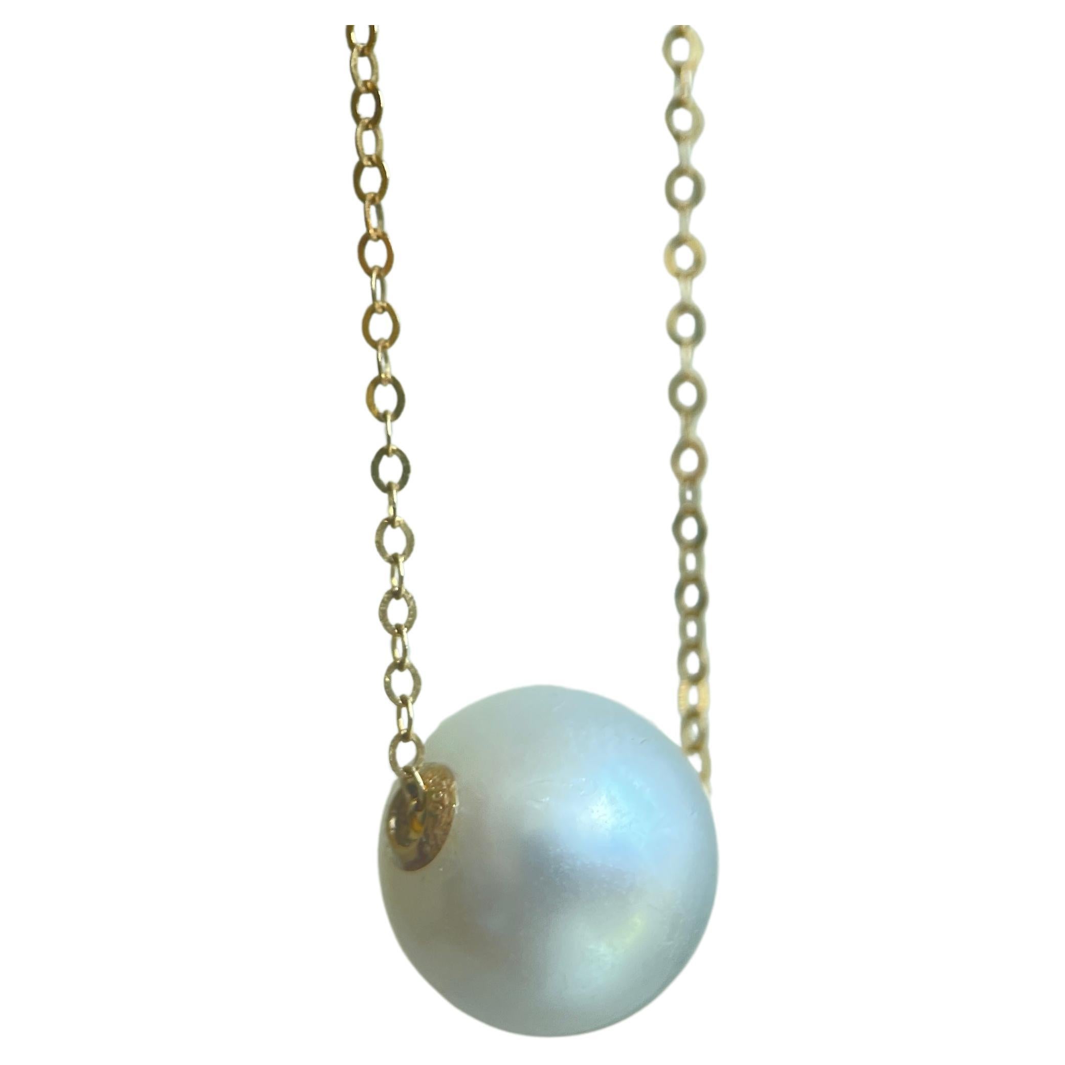 Collier de perles des mers du Sud de 10,73 mm en or massif 18K