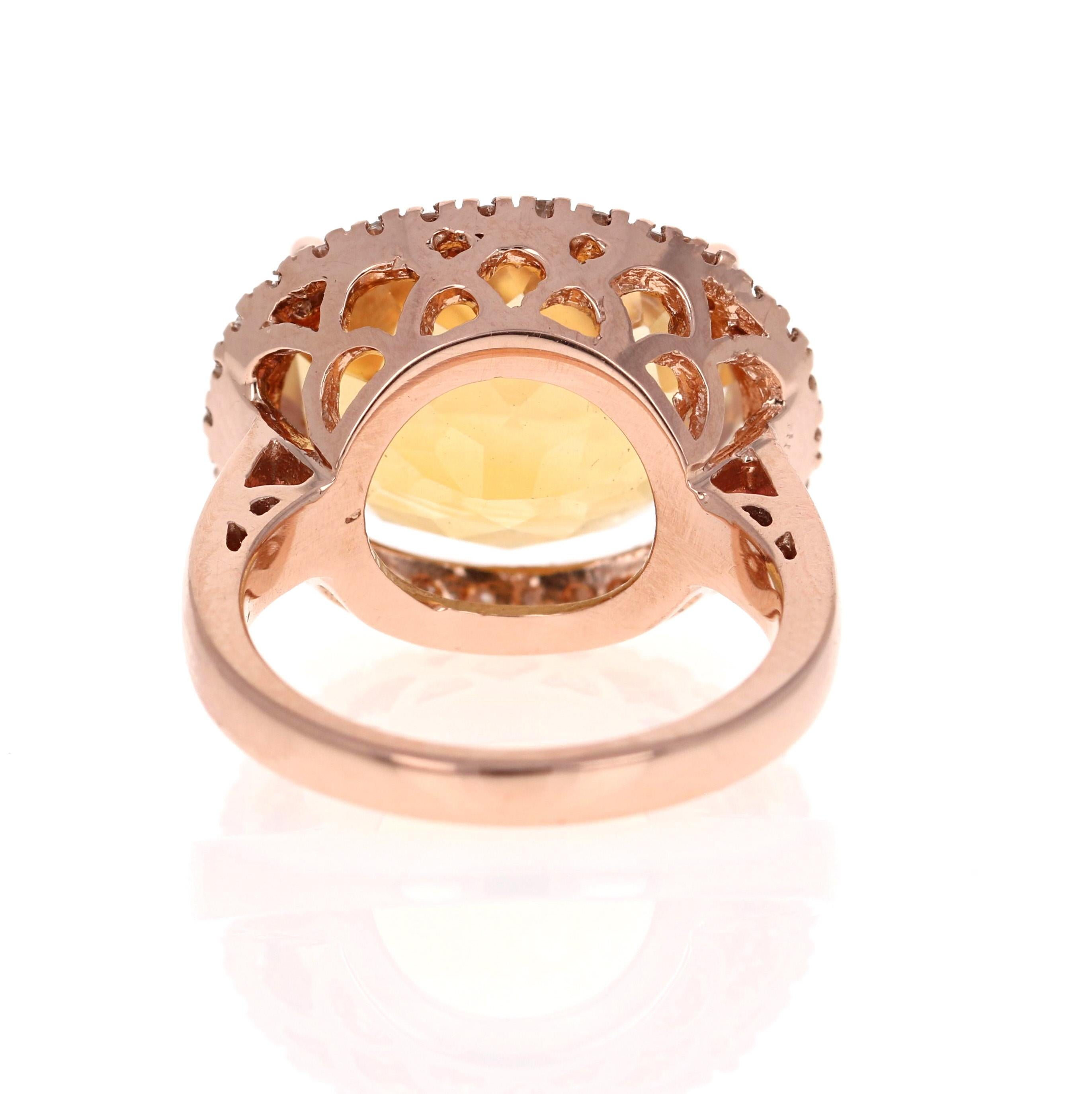 oval citrine and diamond ring