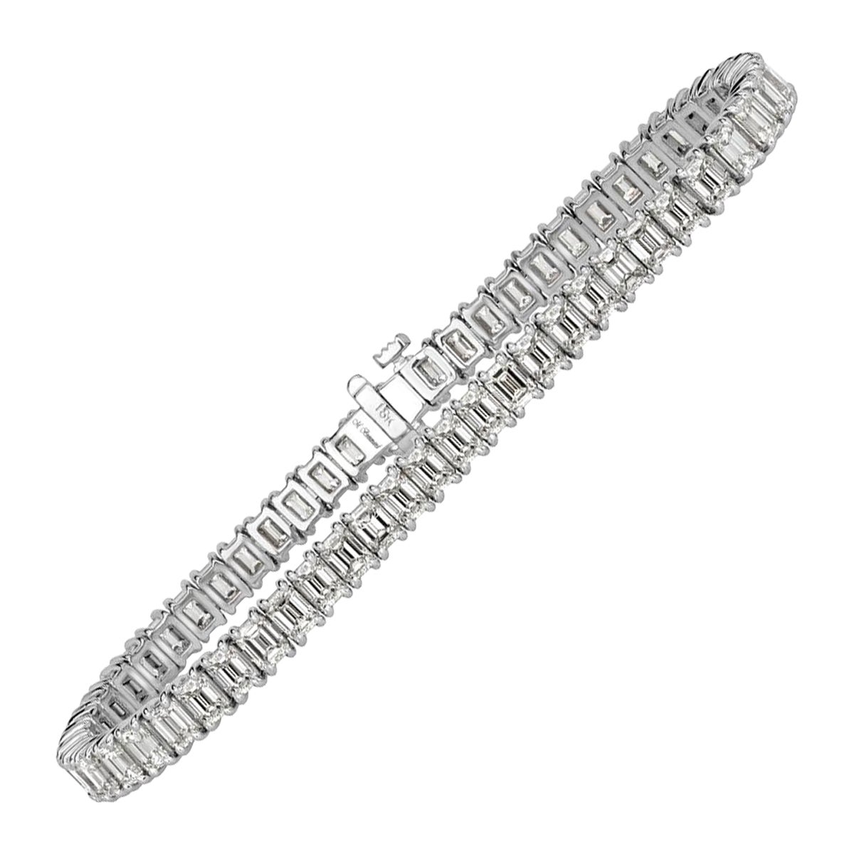 10.74ct Emerald Cut Diamond Tennis Bracelet in 18k White Gold in 7
