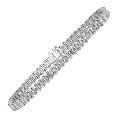 10.74ct Emerald Cut Diamond Tennis Bracelet in 18k White Gold in 7
