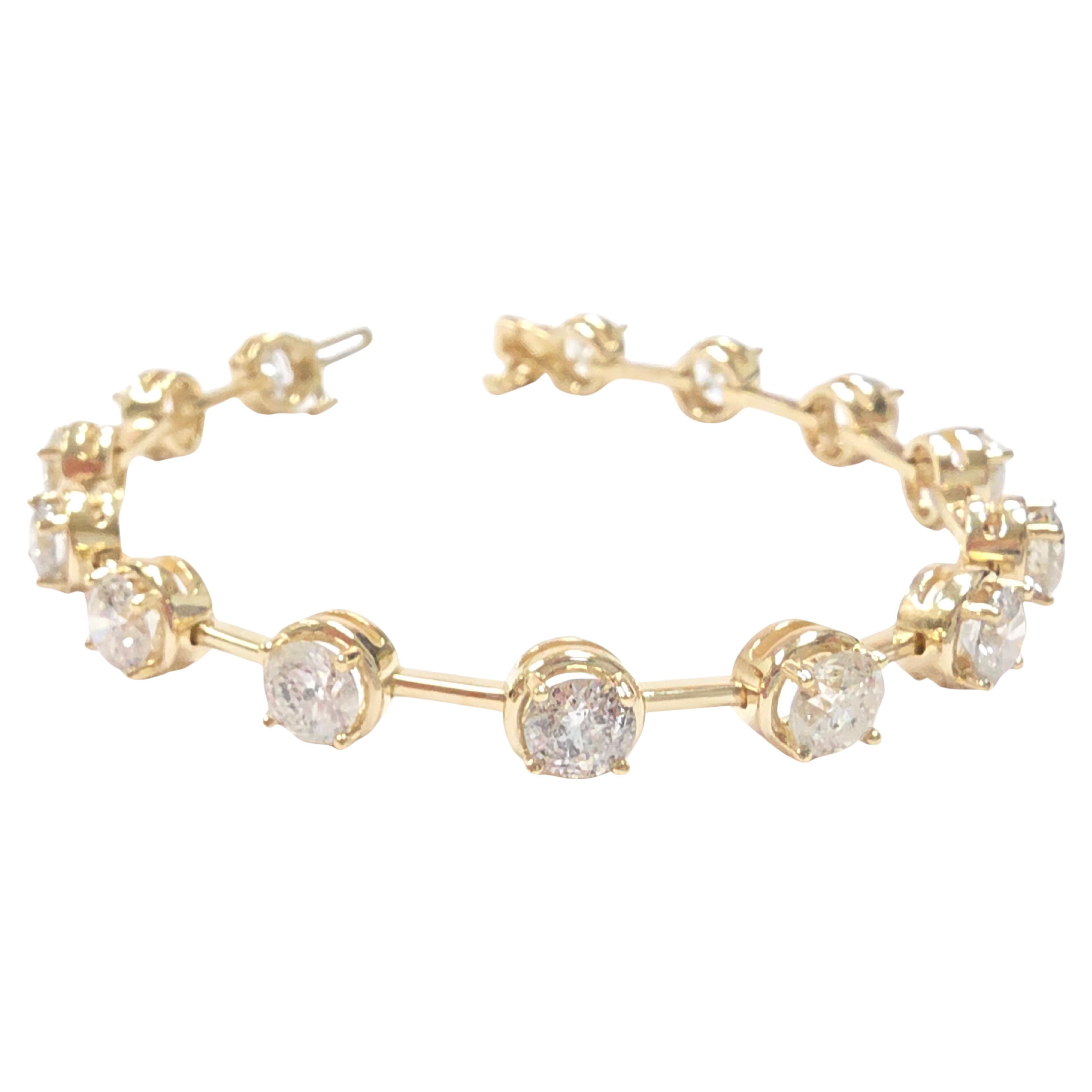 Bracelet en or jaune 14 carats avec diamant naturel de 10,75 carats