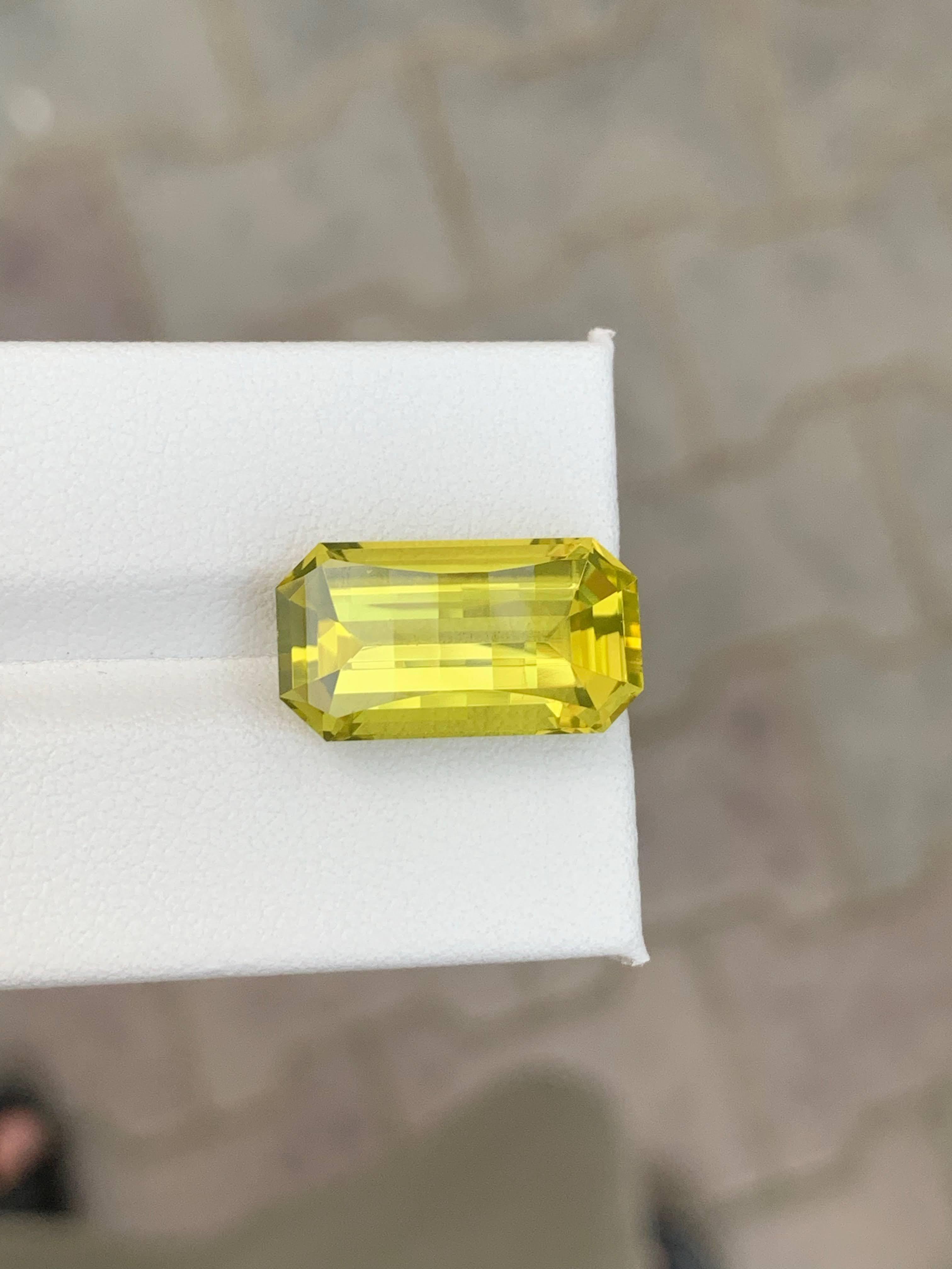 10.75 Carat Natural Loose Faceted Lemon Quartz Stone Pixel Cut Africa Gemstone en vente 1