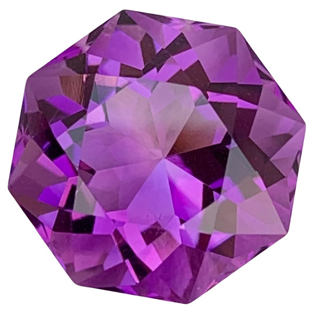 10.75 Carat Natural Loose Octagon Shape Dark Purple Amethyst Gem For Necklace  For Sale
