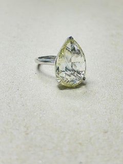 10.75 Carat Rose Cut Pear Shape Diamond Engagement Ring In Platinum.