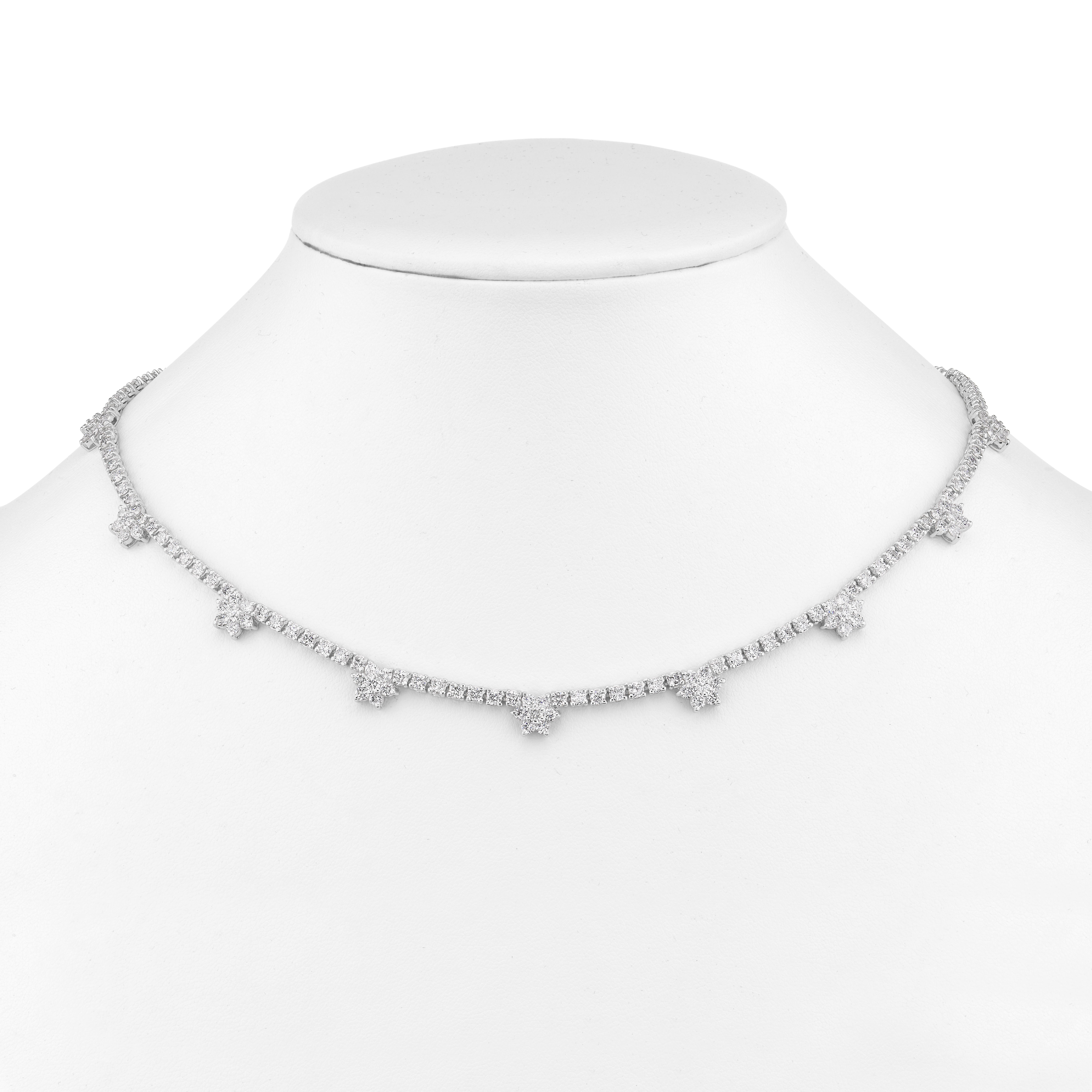 Stunning 10.75ct. total weight of G color SI clarity diamond necklace is set in 14kt white gold is 16 1/4 inches. If you don't see something, say something! We would be happy to work with you to create your dream piece of jewelry! 