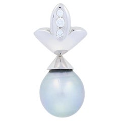 Cultured Pearl 
Diamond Enhancer Pendant, 14k White Gold