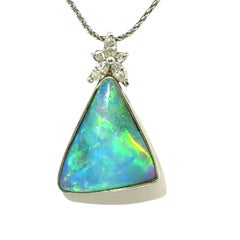 10.76 Carat Boulder Opal Diamond Platinum Necklace
