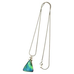 10.76 Carat Boulder Opal Diamond Platinum Necklace