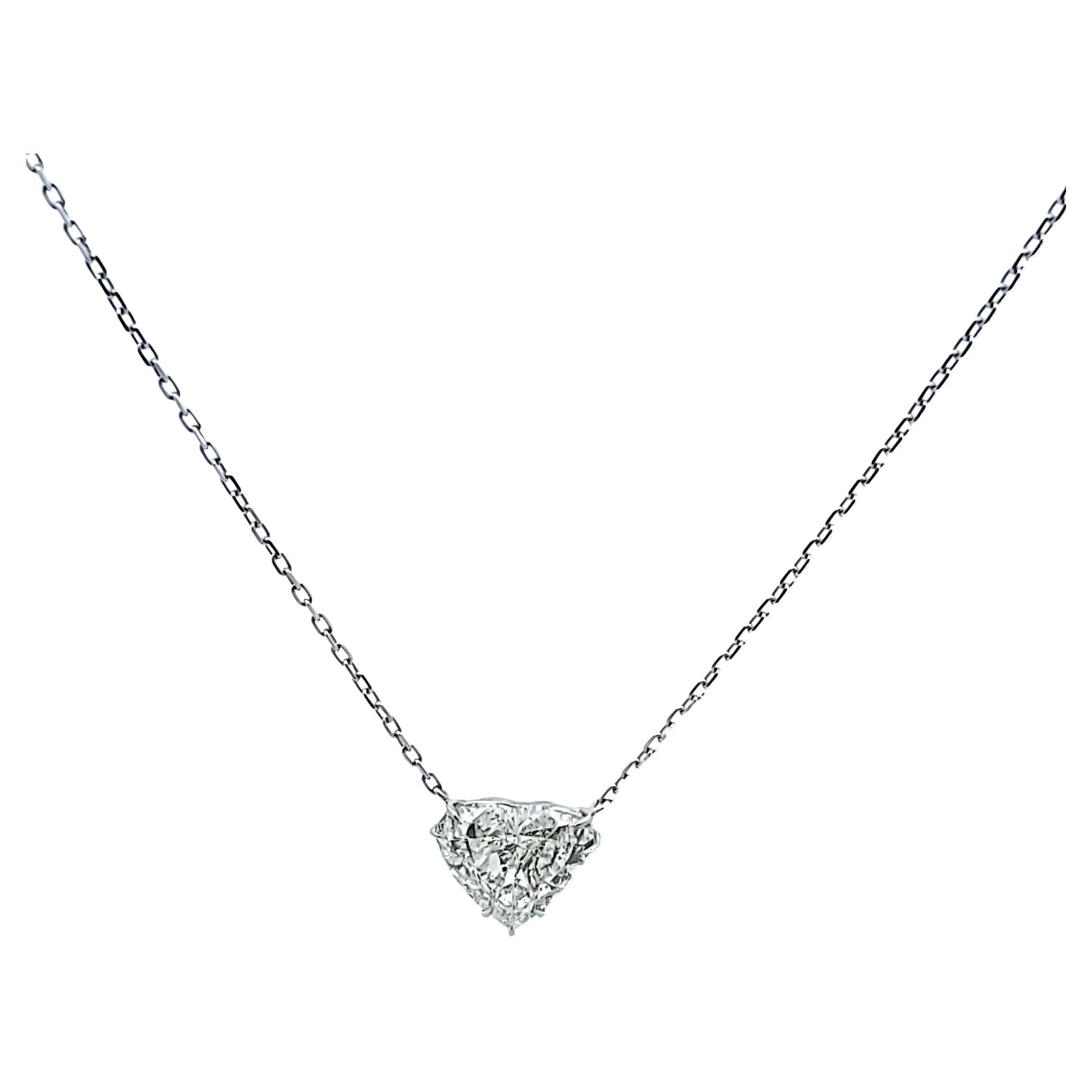 10.76 Carat Heart Shape I I1 Diamond 18 Karat White Gold Pendant Necklace