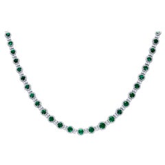 10.76 Carat Total Fine Emeralds in a 6.95 Carat Total Weight Diamond Necklace