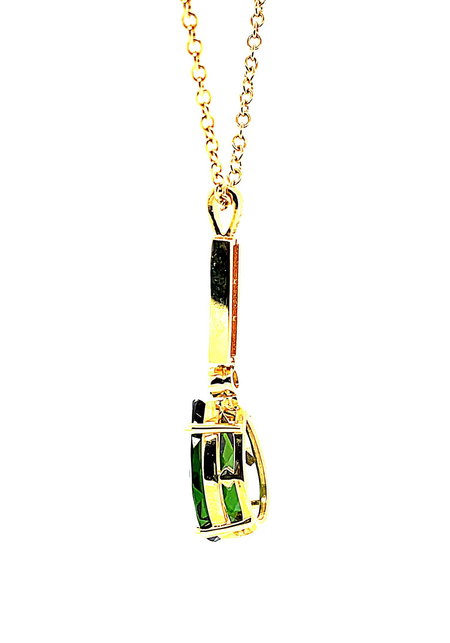 10.77 Carat Green Tourmaline Pendant with Citrine and Diamond in Yellow Gold   In New Condition For Sale In Los Angeles, CA