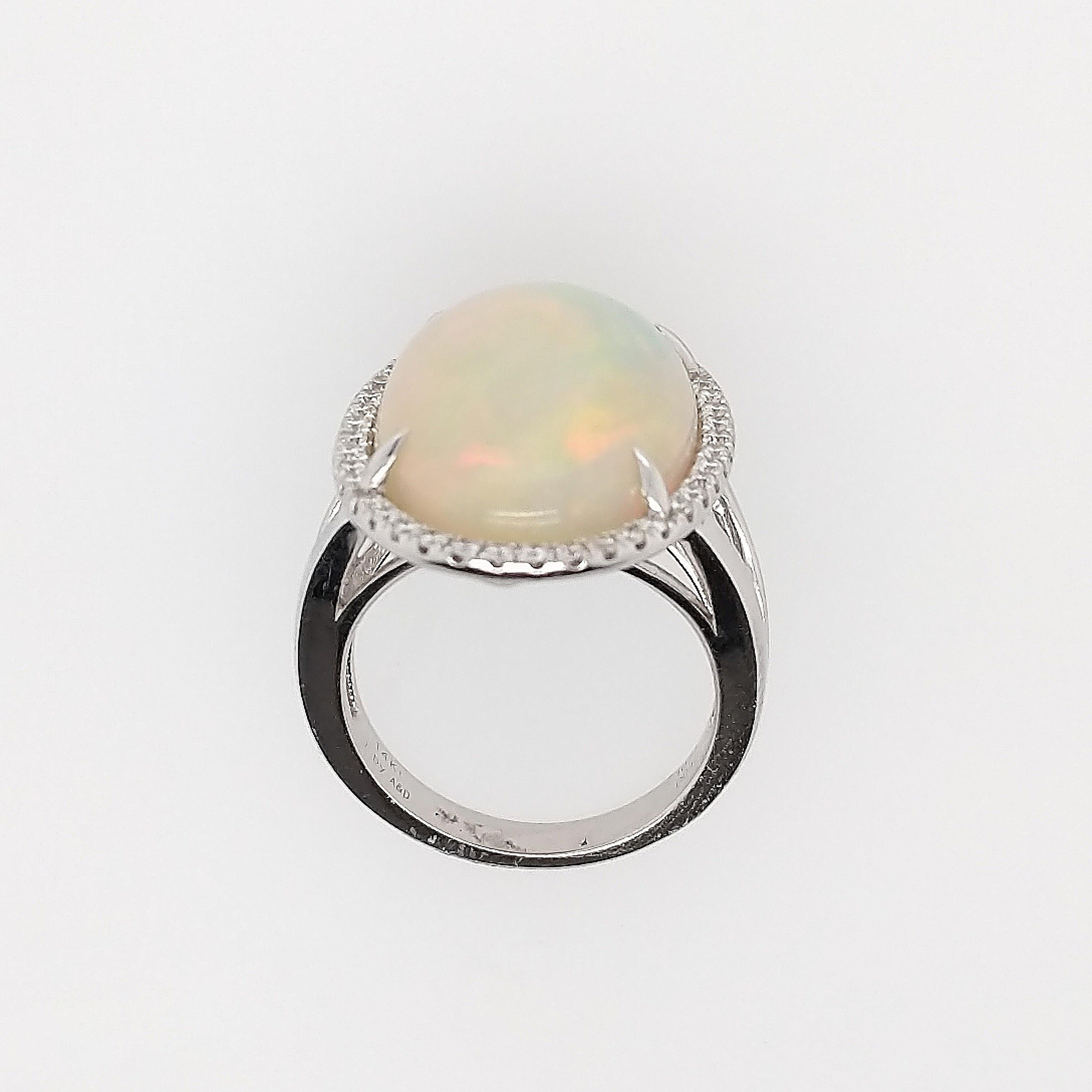 Women's 10.77 Carat Opal and Diamond Fashion Ring For Sale